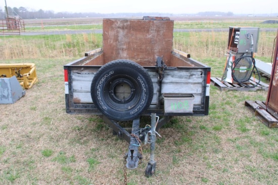 #1108 10 X 5 1/2 TRAILER SINGLE AXLE 18" SIDES RAMP GATE MANUAL WINCH JACK