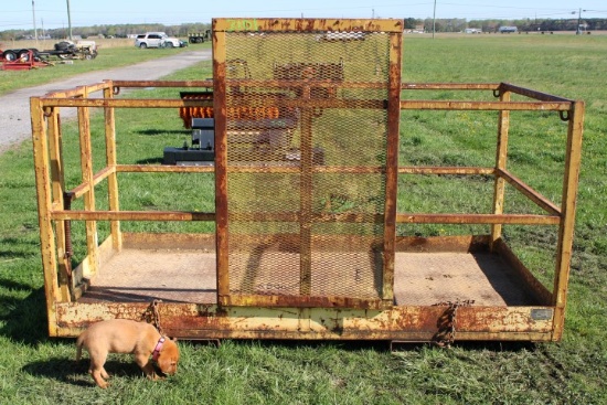 #3101 USED 4X8 MANLIFT CAGE WITH FORKLIFT POCKETS
