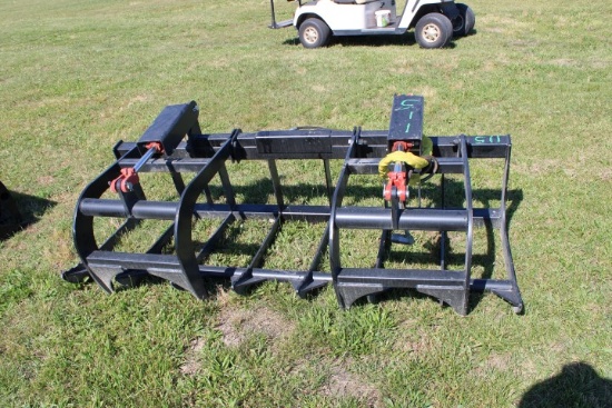 #115 78" New Grapple Skid Steer Mount 8 Prong With 2 Prong Grapples Hyd Dri