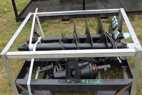 #102 New Jct Post Hole Digger 17" 12" And 7" Augers Skid Steer Plate And Hy