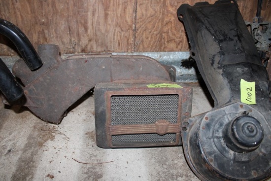 SEVERAL VINTAGE CAR PARTS HEATERS AND MUFFLERS