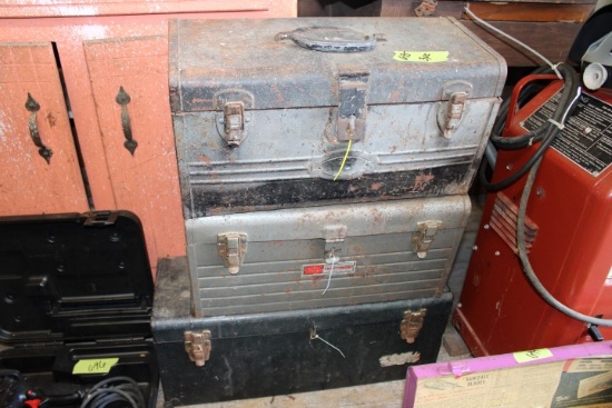 3 VINTAGE METAL TOOL BOXES