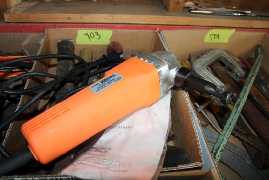 LOT OF TOOLS INCLUDING HAMMERS SCREW DRIVERS VICE GRIPS HEAVY DUTY ELECTRIC
