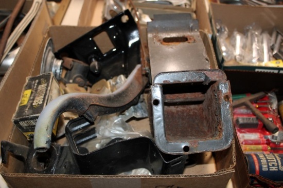 BOX VINTAGE CAR PARTS EMERGENCY BRAKE HANDLE LATCHES AIR DUCT AND MORE