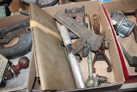 BOX INCLUDING 1960S AUTO PARTS METAL GLOVE BOX DOOR ACCELERATOR PEDAL ASH T