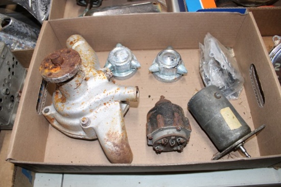 EARLY CAR PARTS WATER PUMP MEDALLIONS ETC