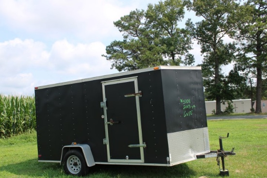 #5101 2013 Lark V Nose Cargo Trailer Single Axle Ramp Gate And Side Door Di