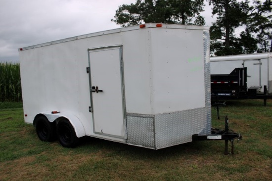 #1902 2013 V Nose Cargo Trailer 7 X 14 Tandem Axle Ramp Gate With Side Door
