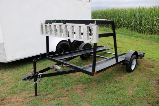 #1603 5 x 10 TRAILER SINGLE AXLE ELEC WINCH REMOVEABLE RAMPS WINCH NEW TIRE