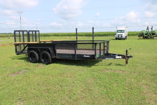 #1907 Holmes 16 X 7 Landscape Trailer Tandem Axle 5 Lug Wheels Good Tires S