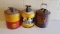 3- 1950-60's 5 Gallon Oil Cans