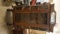 Antique Oak Bow Glass Curio Cabinet