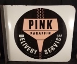 1950s Pink Paraffin Delivery Service Sign