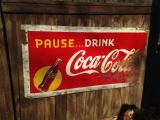 1940's Coca Cola Yellow Dot Bottle Sign