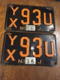 Two 1956 New Jersey Car Tags