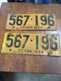 Two 1924 Penn. Car Tags