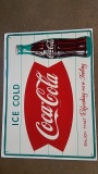 1950's Coca Cola Fish Tail Bottle Sign