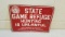 1950s Ohio Game Reserve Sign