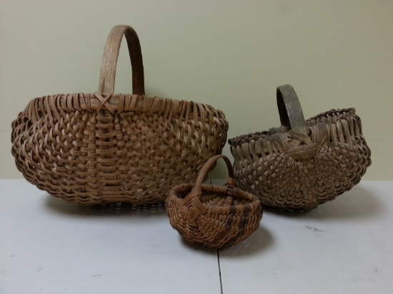 Lot of 3 Southern Split Oak Baskets