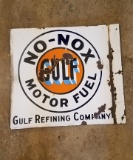 1930s Gulf No Nox Flange Sign