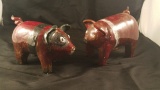 Two Larry Wilson Folk Pottery Pigs