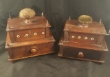 Two Antique Victorian Sewing Caddies