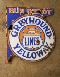 RARE Greyhound Bus Line Flange Sign