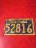 1954 Penn. Car Tag