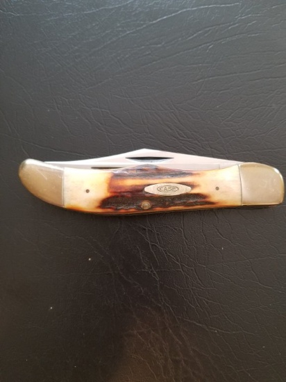 Case XX Blue Scroll Stag Folding Hunter