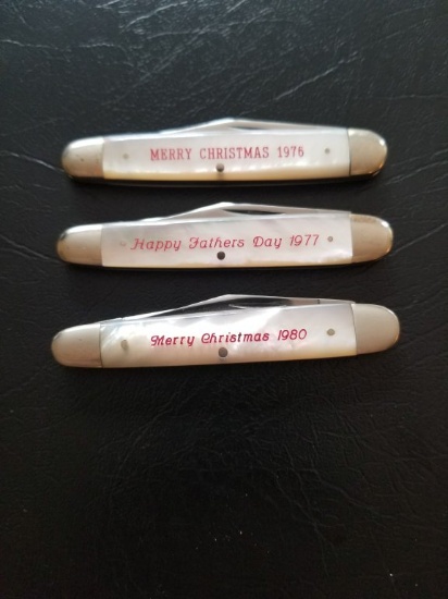 Case XX Mother of Pearl Pen Knife lot of Three