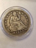 1853 Seated Liberty Quater With Rays
