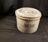 Antique Spongeware Butter Crock