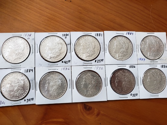 Morgan Dollar Lot of Ten Coins