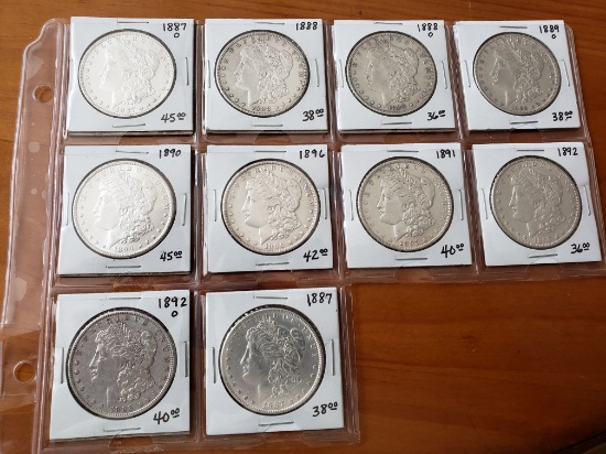 Morgan Dollar Lot of Ten Coins
