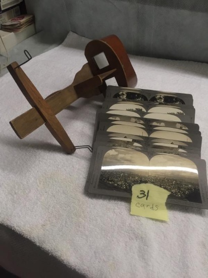 Antique Stereograph Viwer & 31 Cards