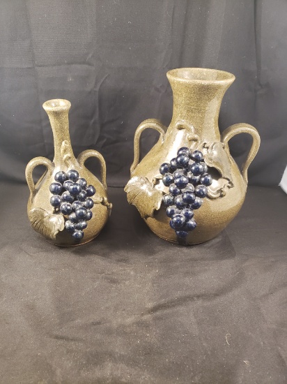 Michael Crocker Grape Decorated Vases