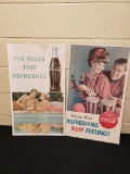 2- 1950's Coca Cola Cardboard Signs