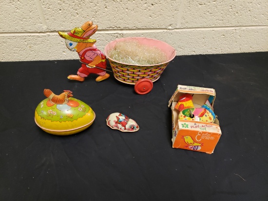 Vintage Tin Litho Easter Toy Lot