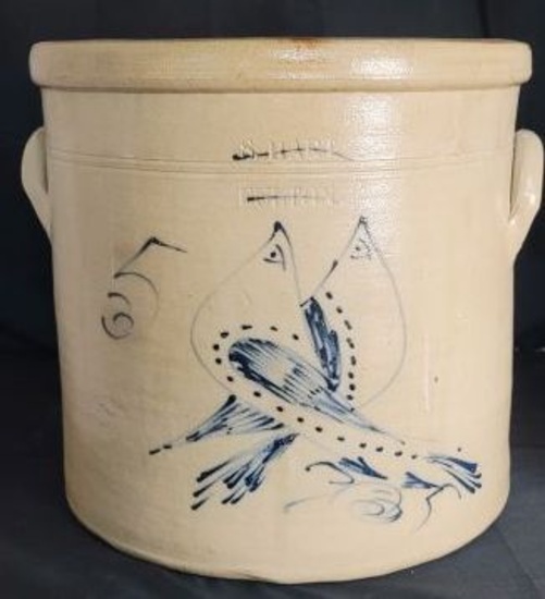 S. HART Fulton New York Cobalt Decorated Jar.