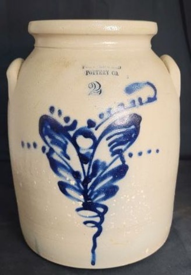 Fort Edward Pottery Co. Cobalt Decorated 2gal. Jar