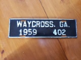 1959 Waycross Ga City Tag