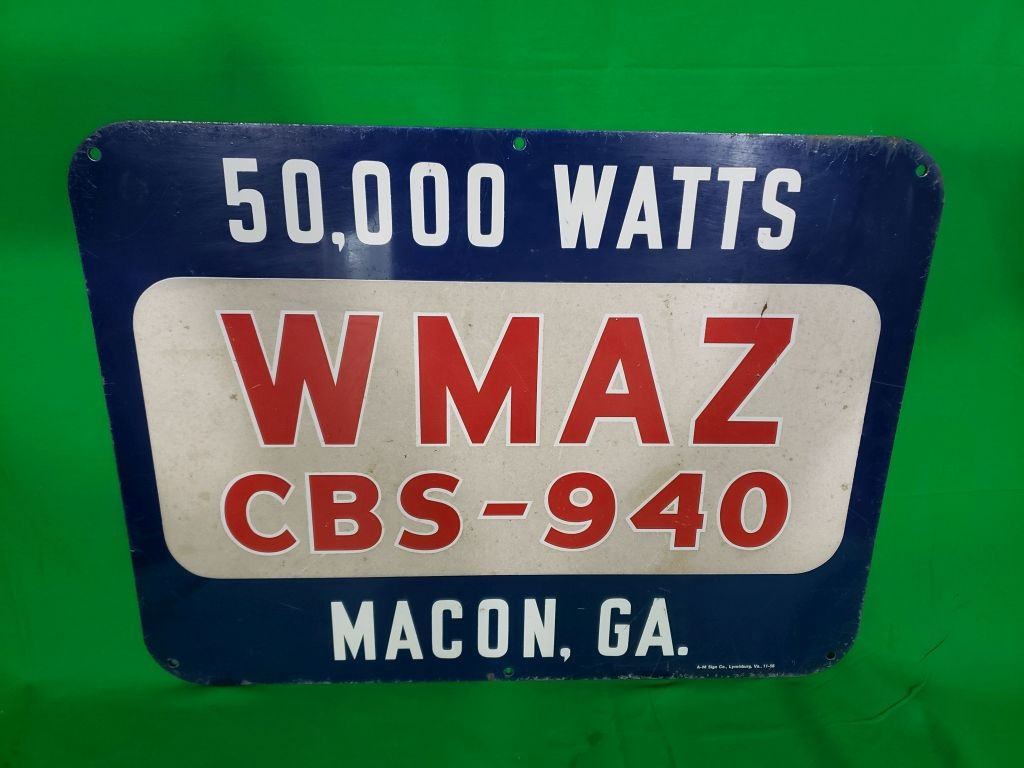 Smoltz Painted WMAZ Macon Ga Radio Station Sign | Art, Antiques &  Collectibles Collectibles Collectible Advertising | Online Auctions |  Proxibid