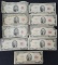 Lot of 9 US Red Note Paper Currency