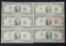 Six US Two Dollar Bill Note Lot