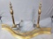 Antique American Brass Andirons & Skirt