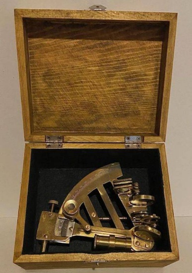 Vintage Brass Sexton In Wood Box