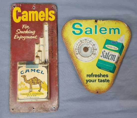 Viintage Camels & Salem Cigarettes Thermometer Lot