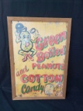 1950s Green Boiled Pea Nuts Hand Painted Sign