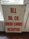 All Oil Co. Credit Cards Excepted Sign