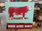 Mint Green Acres Ranch Cattle Porcelain Sign